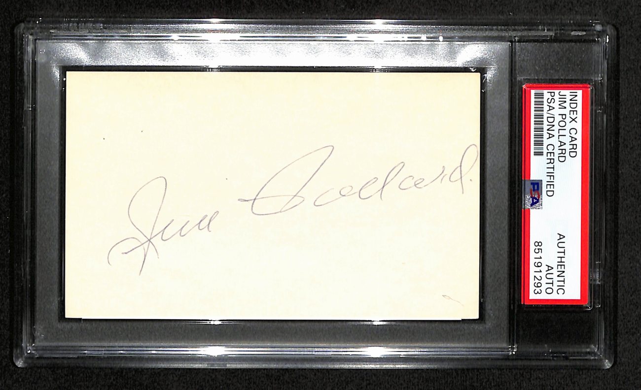 Jim Pollard HOF Signed/Auto 3x5 Index Card Minneapolis Lakers PSA/DNA 188565