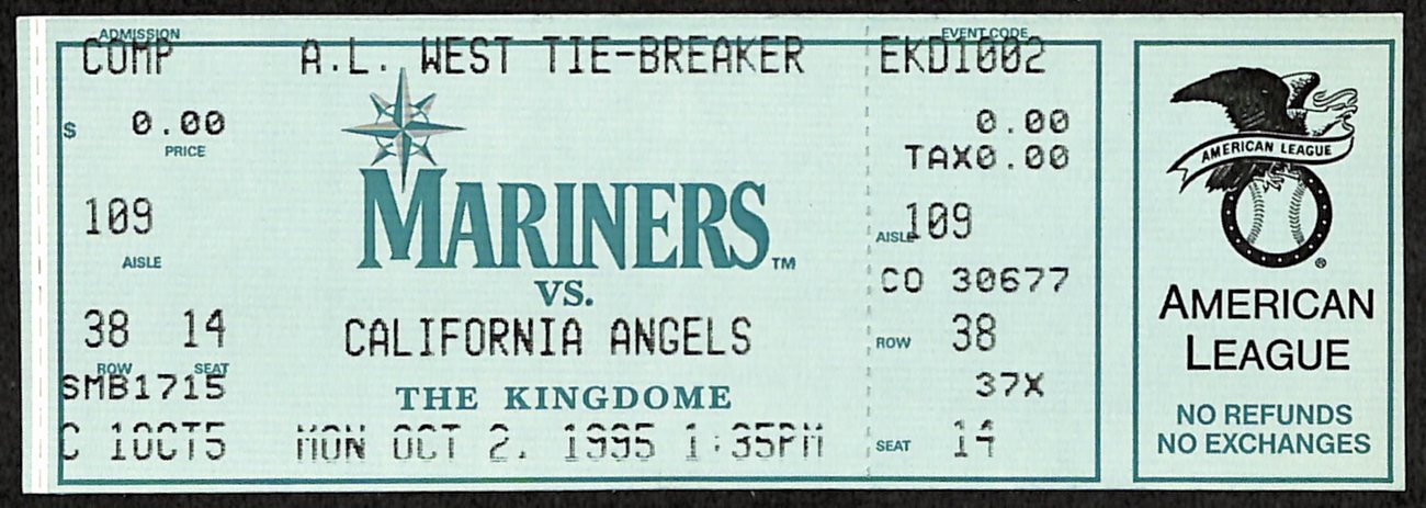 2004 AL West Tiebreaker Game Full Ticket Mariners vs. Angels 187530