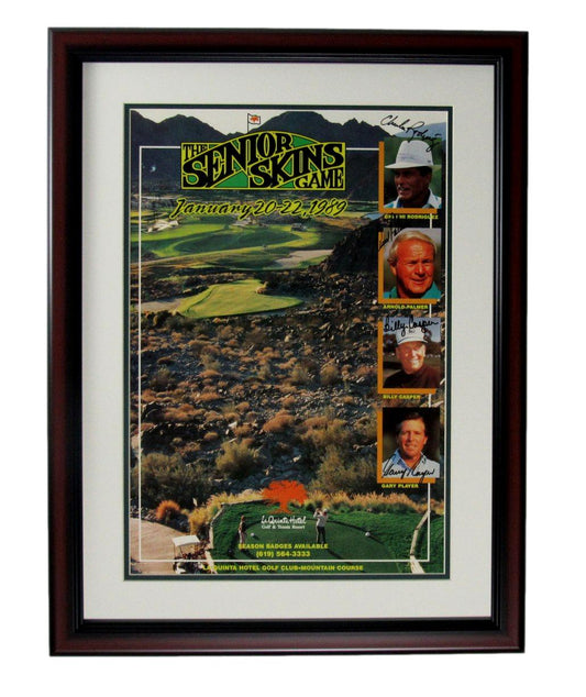 Golf Poster Multi-Signed (4) Arnold Palmer Casper Player 12X19 Photo Framed JSA