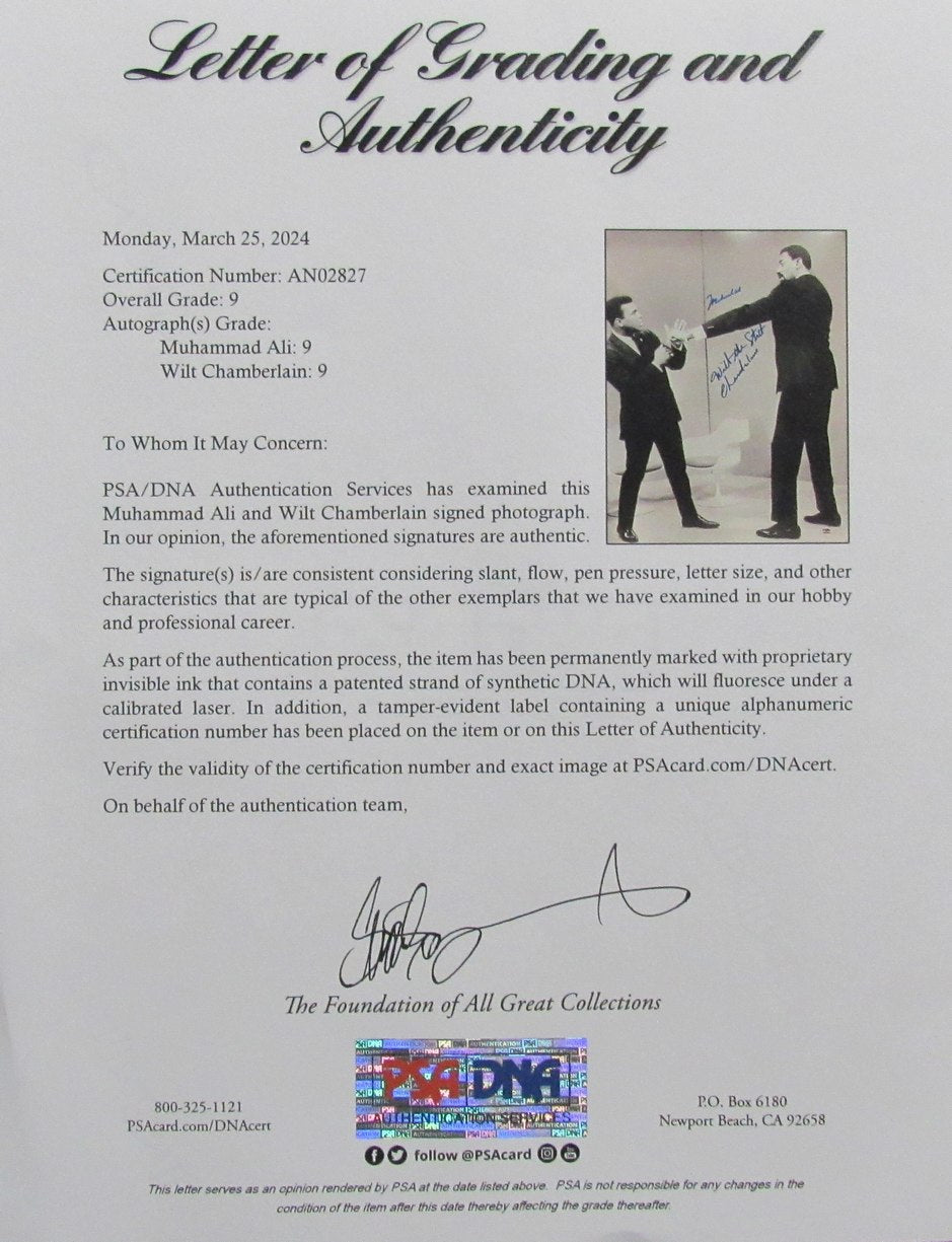 Muhammad Ali / Wilt Chamberlain Dual-Signed/Auto 16x20 Photo PSA "9" 192681