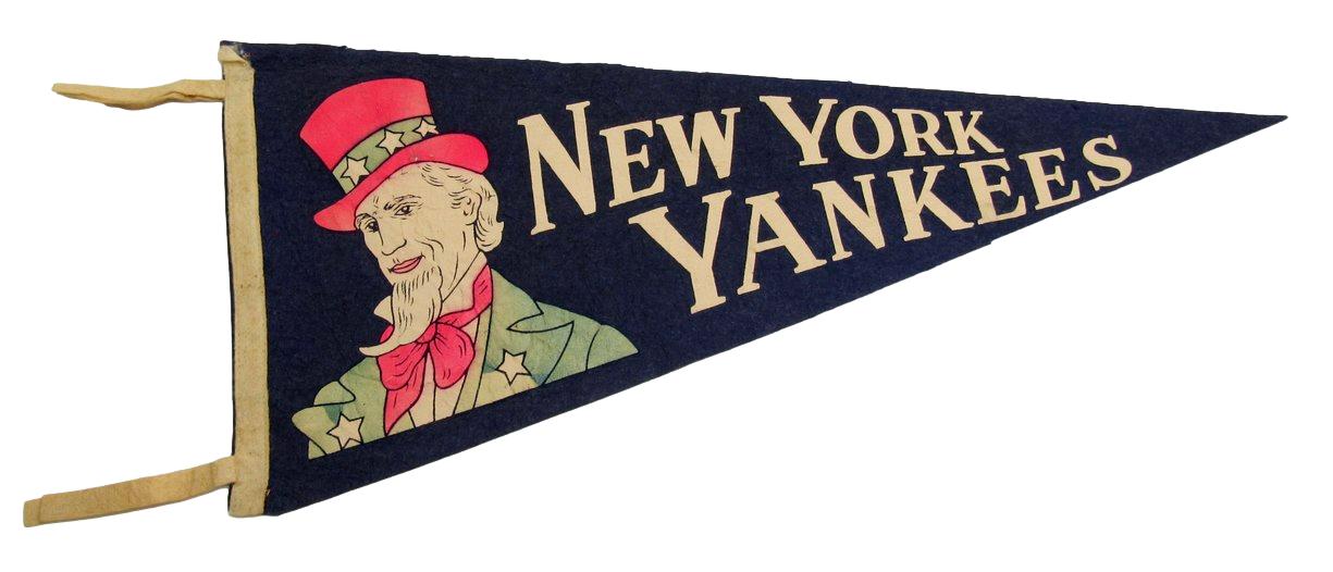 Vintage 1950's New York Yankees "Uncle Sam" 12"X27" Navy Pennant RARE 192291