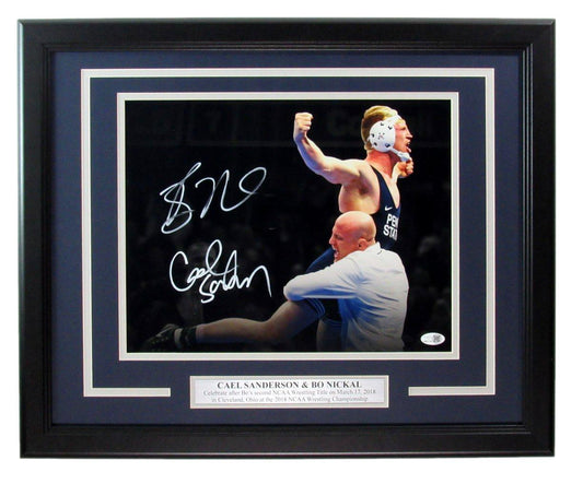 Bo Nickal/Cael Sanderson Penn State Wrestling Signed 11x14 Photo Framed JSA 2706