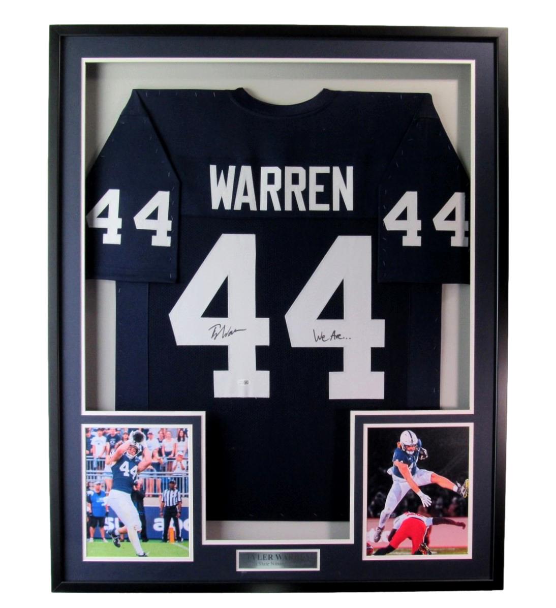 Tyler Warren Autographed Blue Custom Football Jersey Penn State Framed JSA 92714