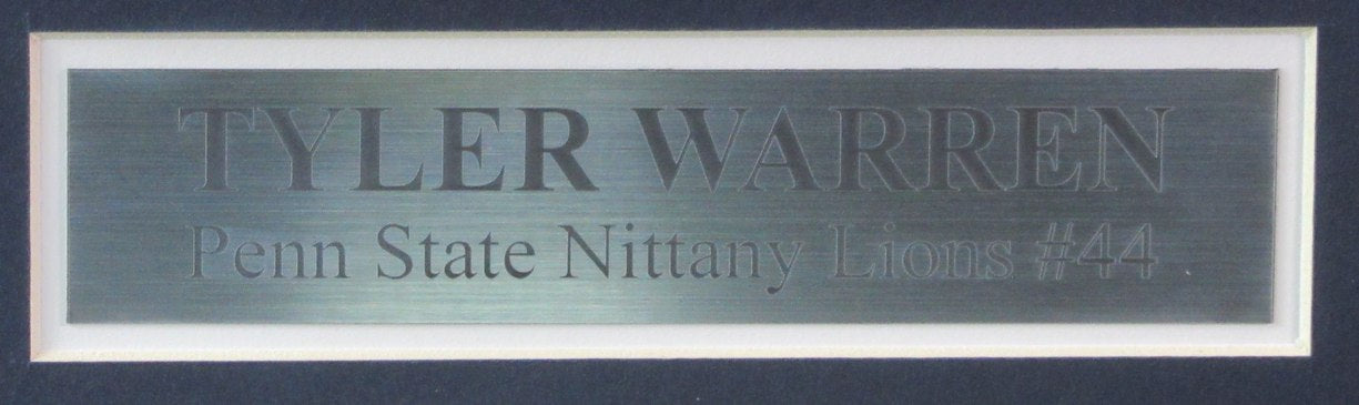 Tyler Warren Autographed Blue Custom Football Jersey Penn State Framed JSA 92714