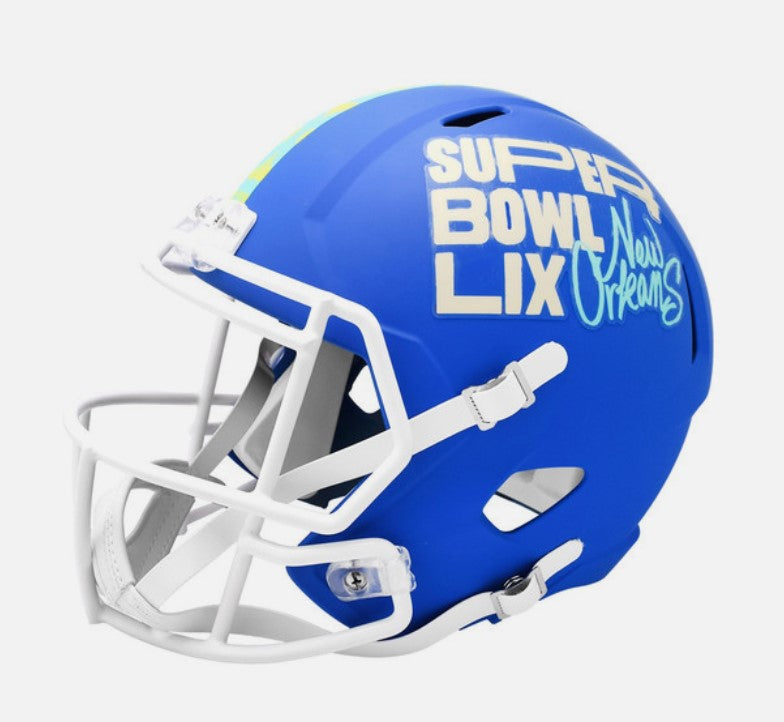 Super Bowl 59 Royal Blue REPLICA Full Size Football Helmet Chiefs Eagles Un Signed