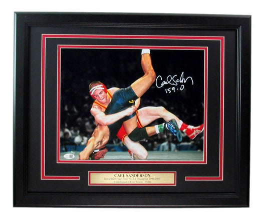Cael Sanderson Iowa State Wrestling Signed/Inscr 11x14 Photo Framed JSA 192704
