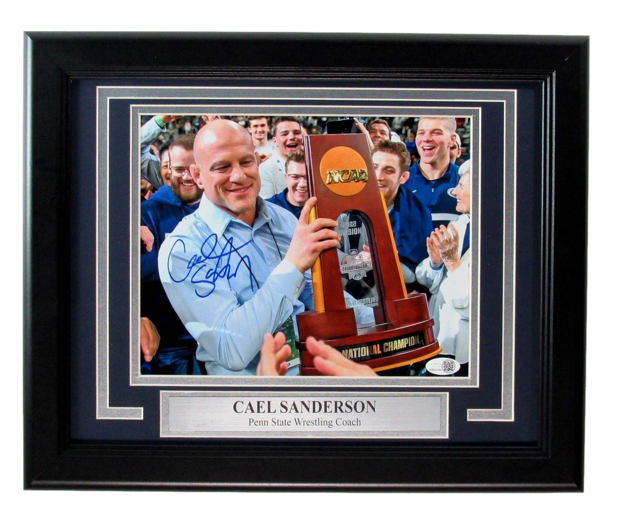 Cael Sanderson Penn State Wrestling Coach Signed 8x10 Photo Framed JSA 192712
