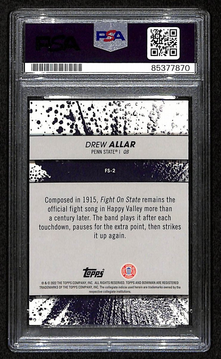 Drew Allar Penn State Signed 2022 Bowman U Chrome RC Card #FS-2 PSA/DNA 193572