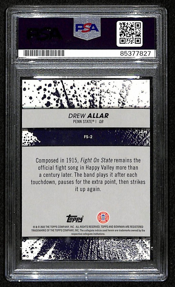 Drew Allar Penn State Signed 2022 Bowman U Chrome RC Card #FS-2 PSA/DNA 193573