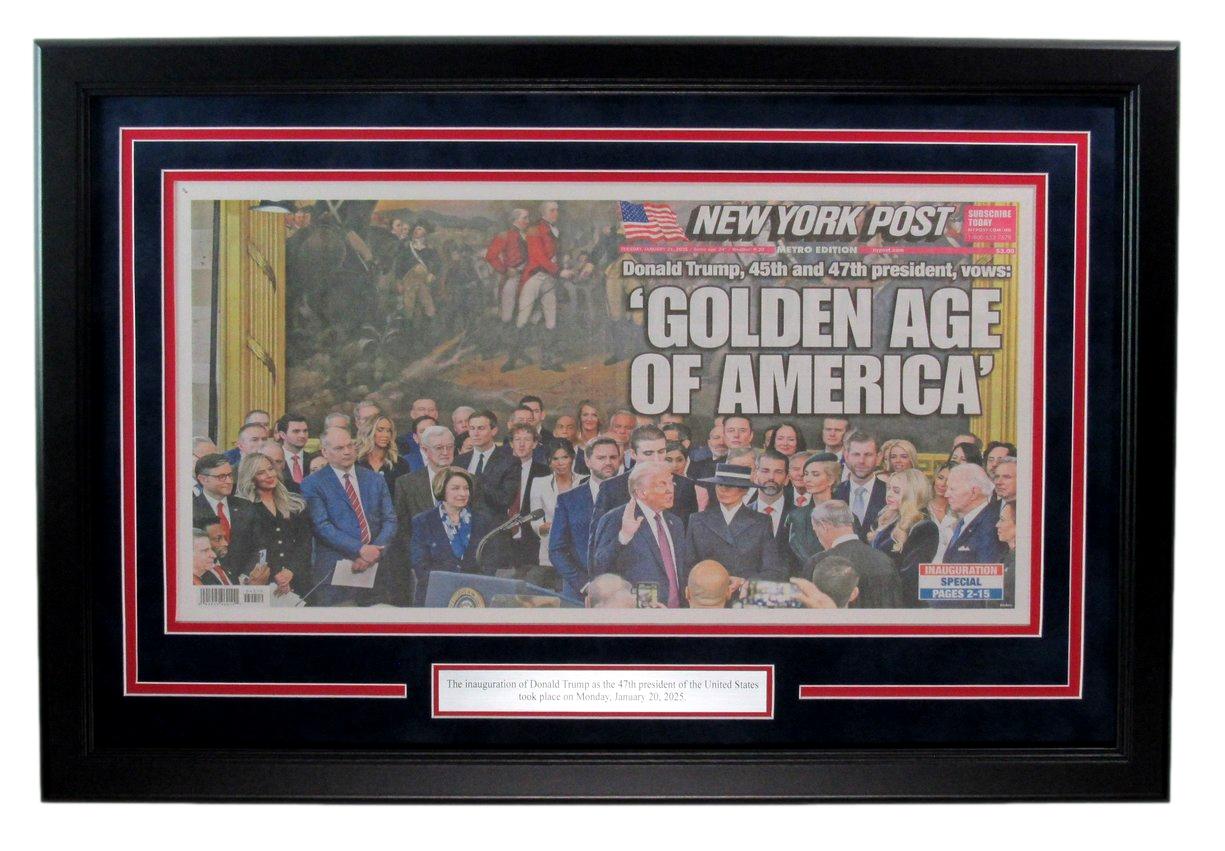 Donald Trump Inauguration New York Post January 21, 2025 Newspaper Framed 93519