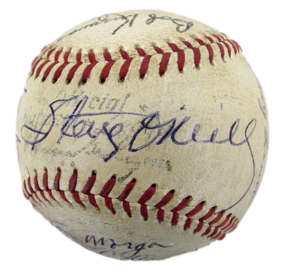 1953 Yankees ONL Team Signed Baseball (24) WS Champs Berra/Mantle JSA 193549