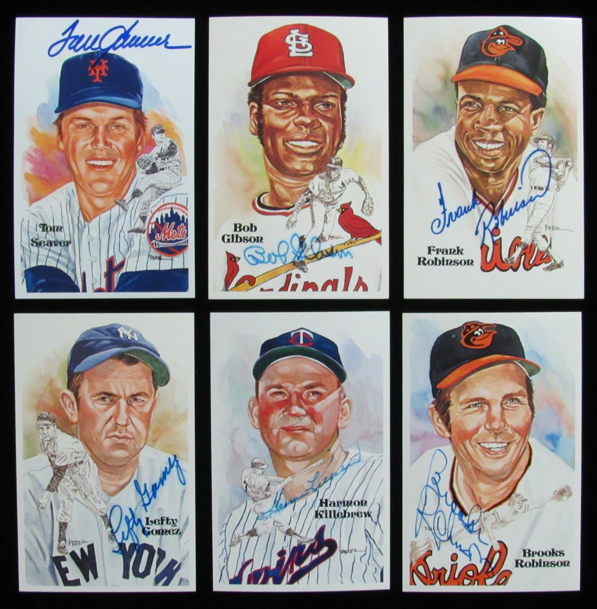 Perez Steele HOF Postcard Complete Set in Binder w/ (65) Signed Mantle + 193910
