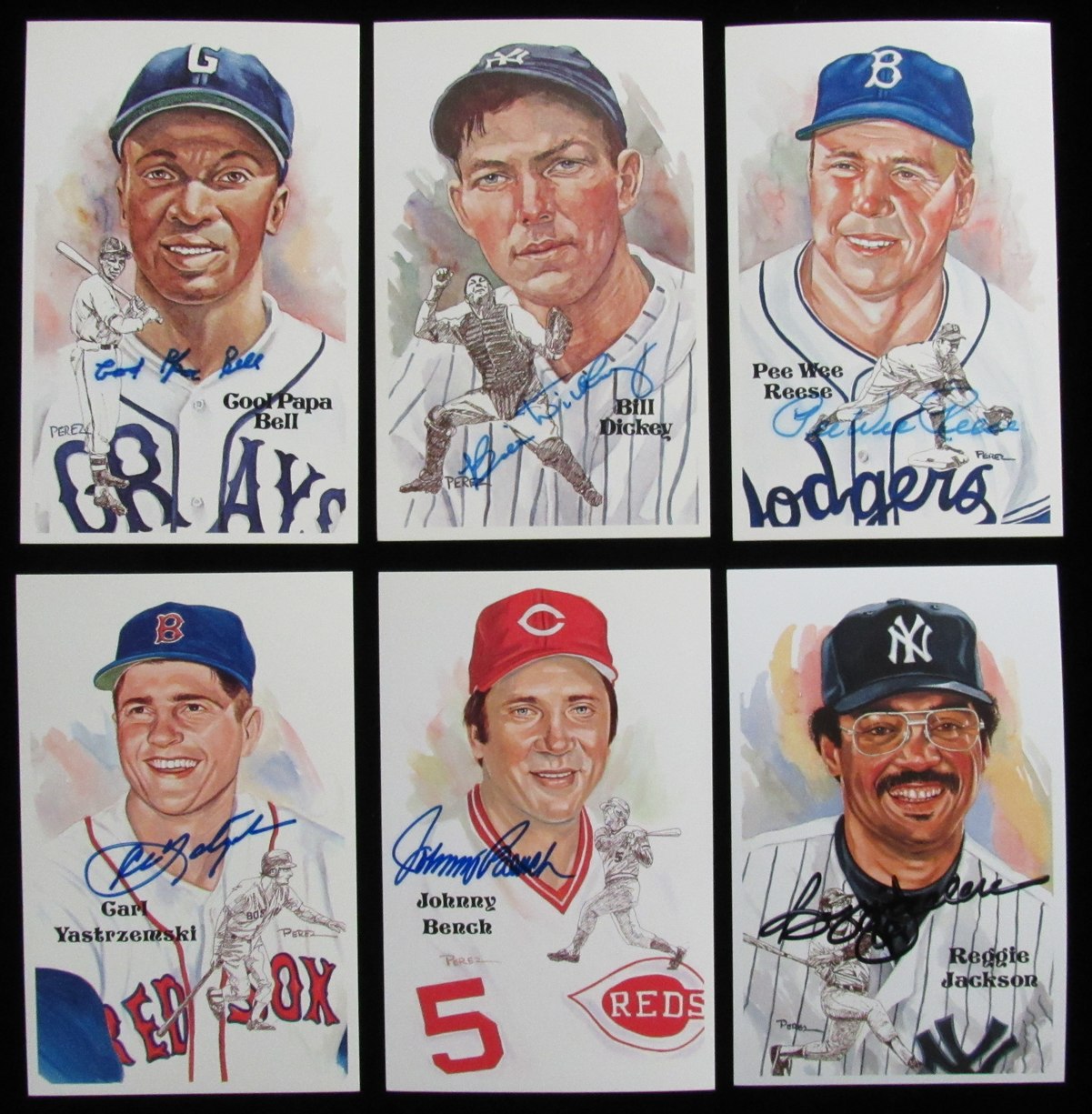 Perez Steele HOF Postcard Complete Set in Binder w/ (65) Signed Mantle + 193910