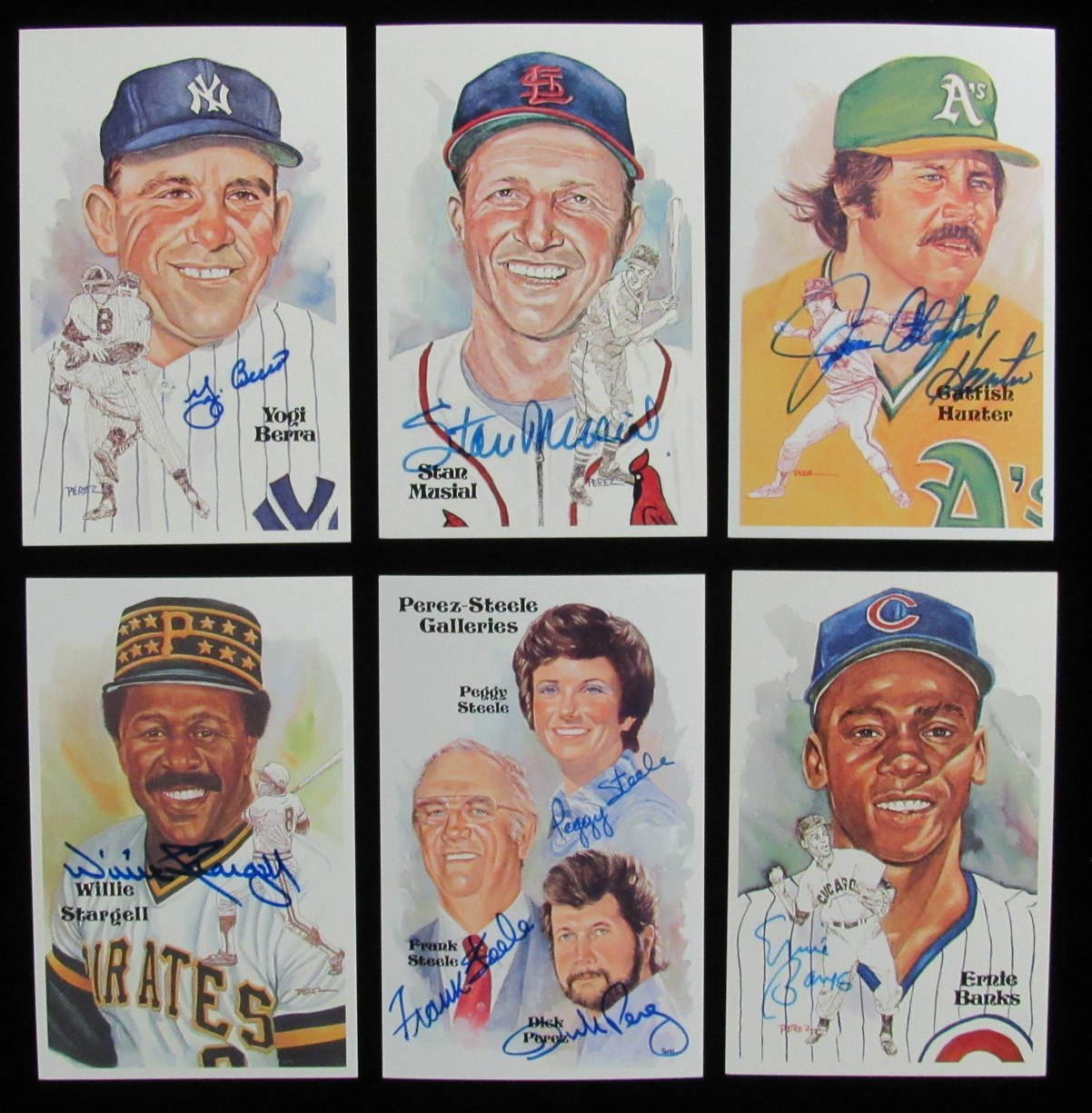 Perez Steele HOF Postcard Complete Set in Binder w/ (65) Signed Mantle + 193910