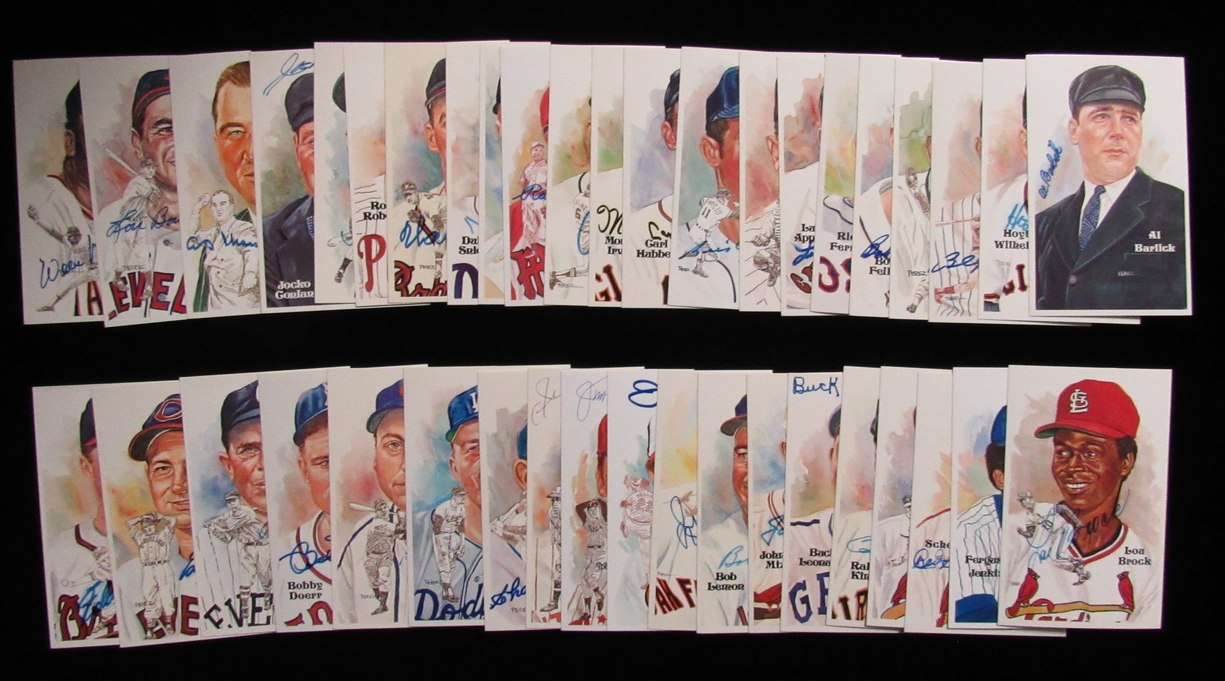 Perez Steele HOF Postcard Complete Set in Binder w/ (65) Signed Mantle + 193910