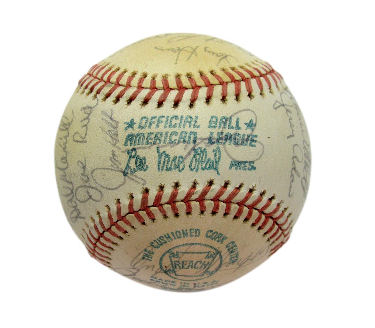1970s Oakland A's Team Signed OAL Baseball (30) Catfish Hunter Vida Blue 193599