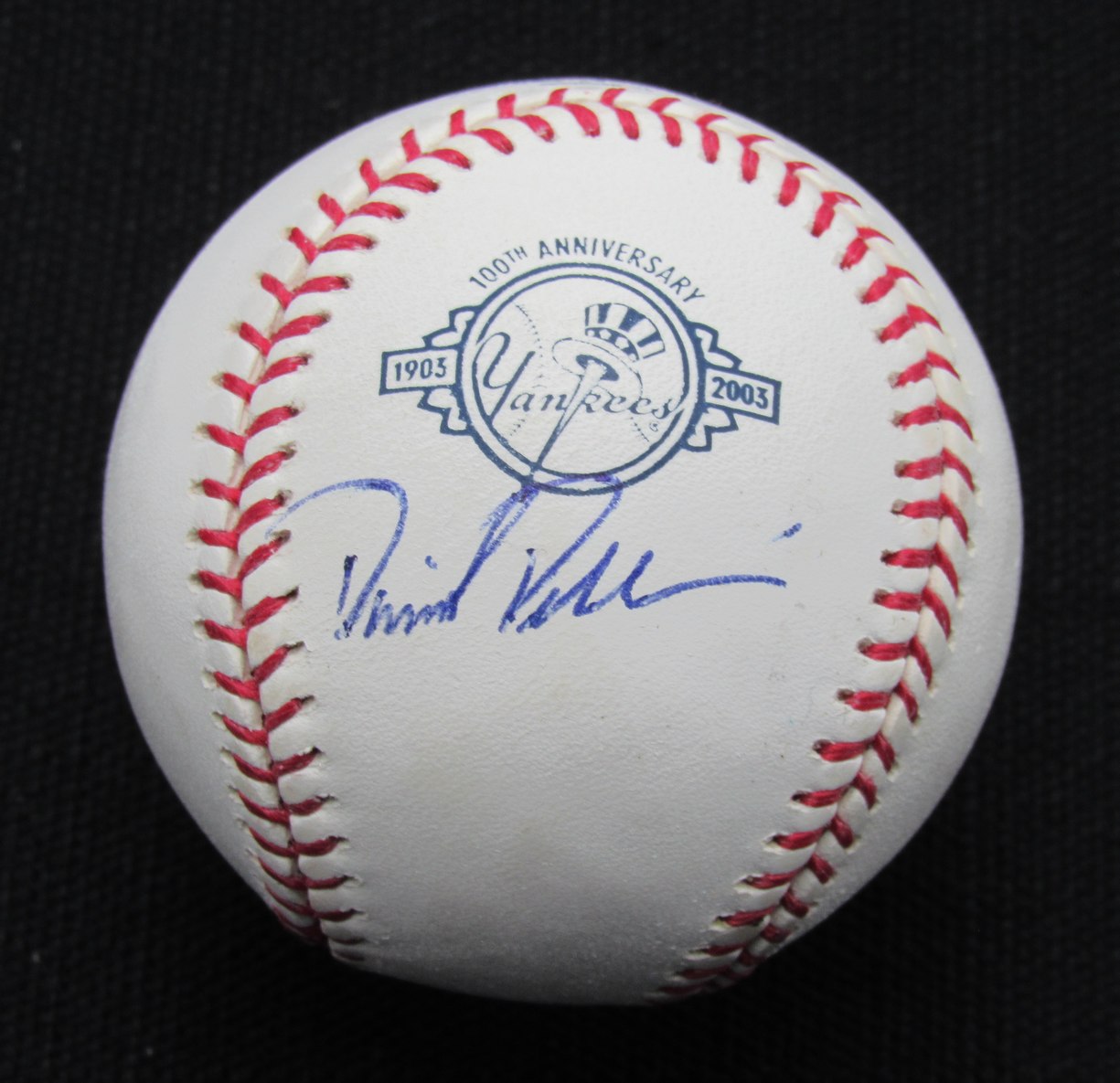 David Dellucci Signed/Auto OML Yankees 100th Anniversary Baseball JSA 186638