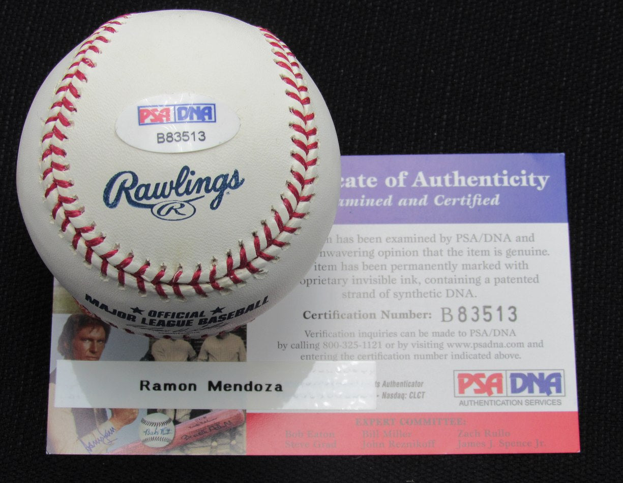 Ramon Mendoza Signed/Auto New York Yankees 100th OML Baseball PSA/DNA 186986