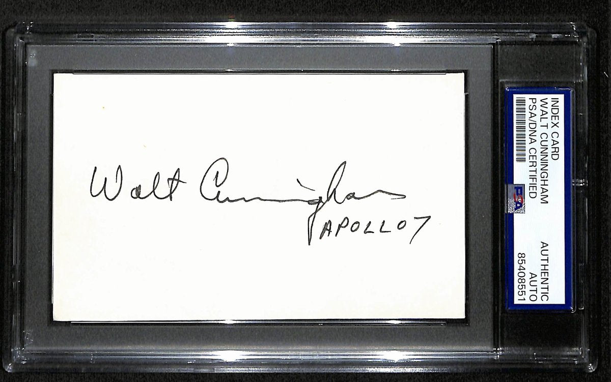 Walt Cunningham Signed/Inscibed 3x5 Index Card Astronaut PSA/DNA 194198