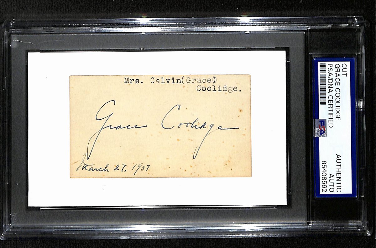 Grace Coolidge Signed/Autographed Cut on 3x5 Index Card 1st Lady PSA/DNA 194209