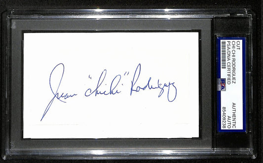 Chi Chi Rodriguez Signed/Insc Cut on 3x5 Index Card PGA Champ PSA/DNA 194184