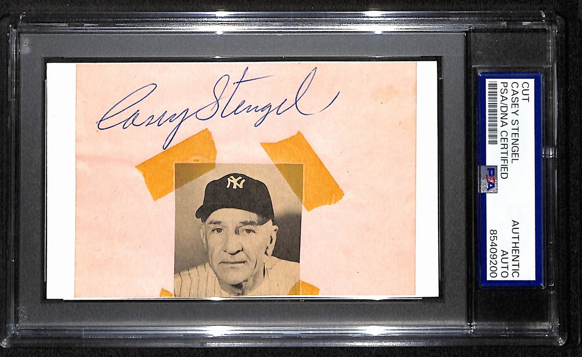 Casey Stengle HOF Signed/Auto Cut on 3x5 Index Card Yankees PSA/DNA 194178