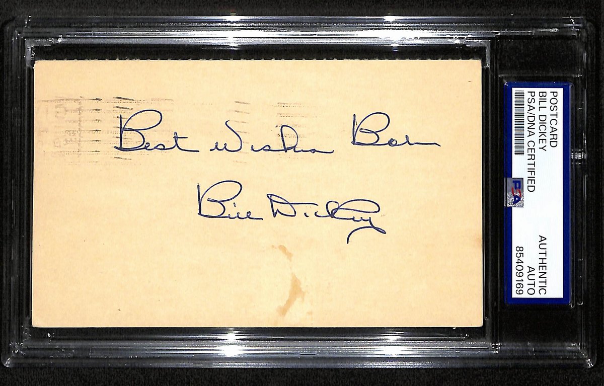 Bill Dickey HOF Signed/Auto 1950 GPC/3x5 Index Card Yankees PSA/DNA 194181