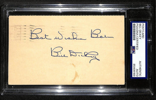 Bill Dickey HOF Signed/Auto 1950 GPC/3x5 Index Card Yankees PSA/DNA 194181