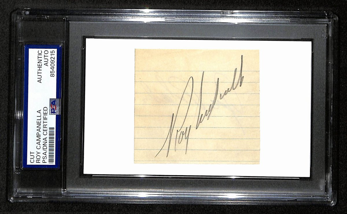 Roy Campanella HOF Signed/Auto Cut on 3x5 Index Card Dodgers PSA/DNA 194196