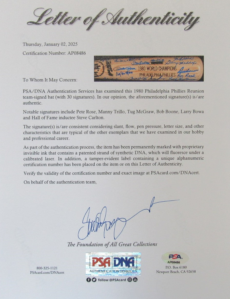 1980 Phillies Team-Signed (30) Louisville Slugger Baseball Bat PSA/DNA 193955