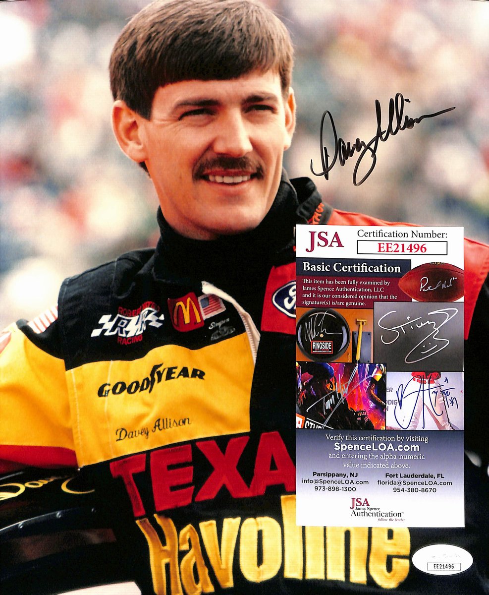 Davey Allison Signed/Autographed 8x10 Photo NASCAR Race Driver JSA 193775