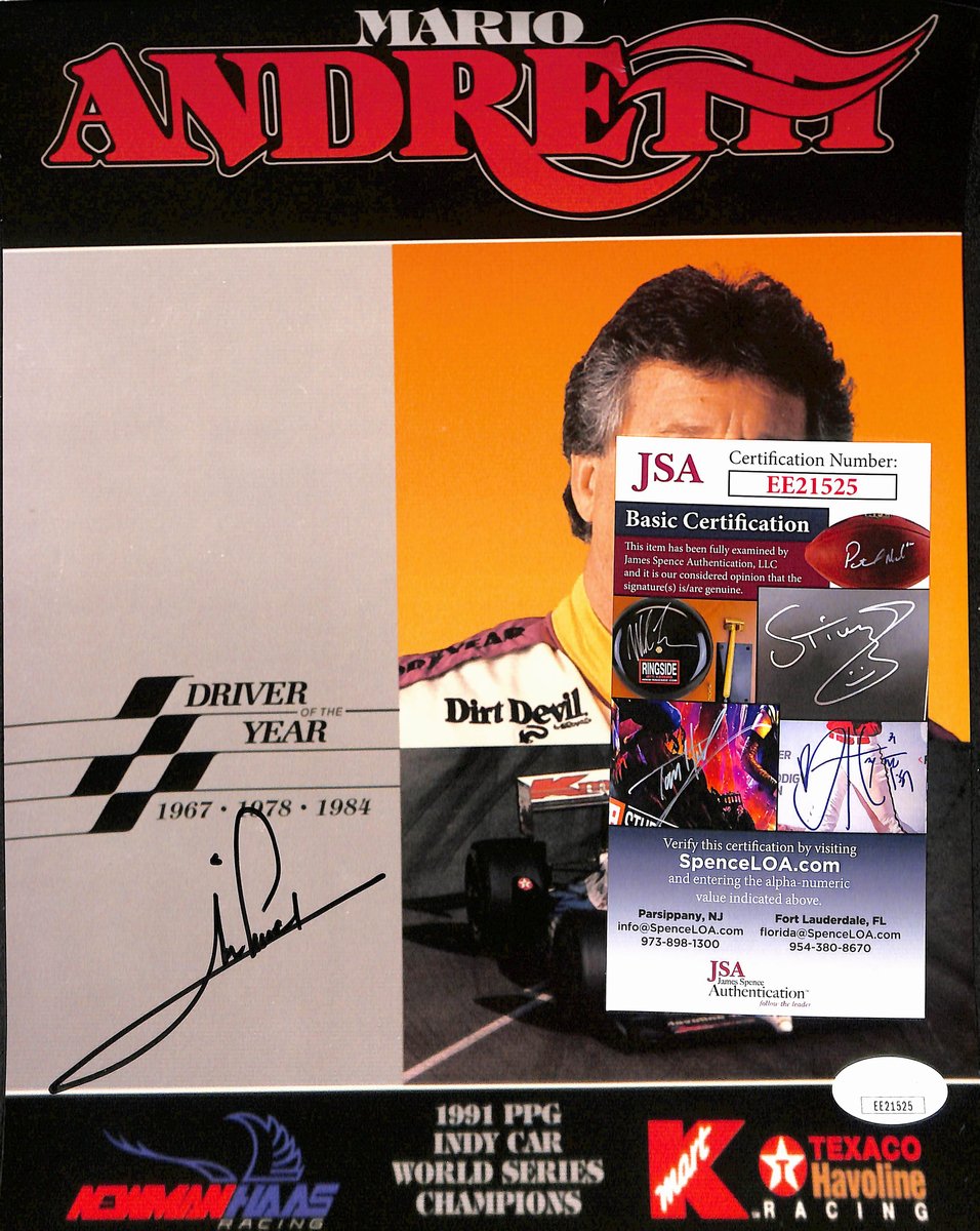 Mario Andretti Signed/Autographed 8x10 Photo NASCAR Race Driver JSA 193780