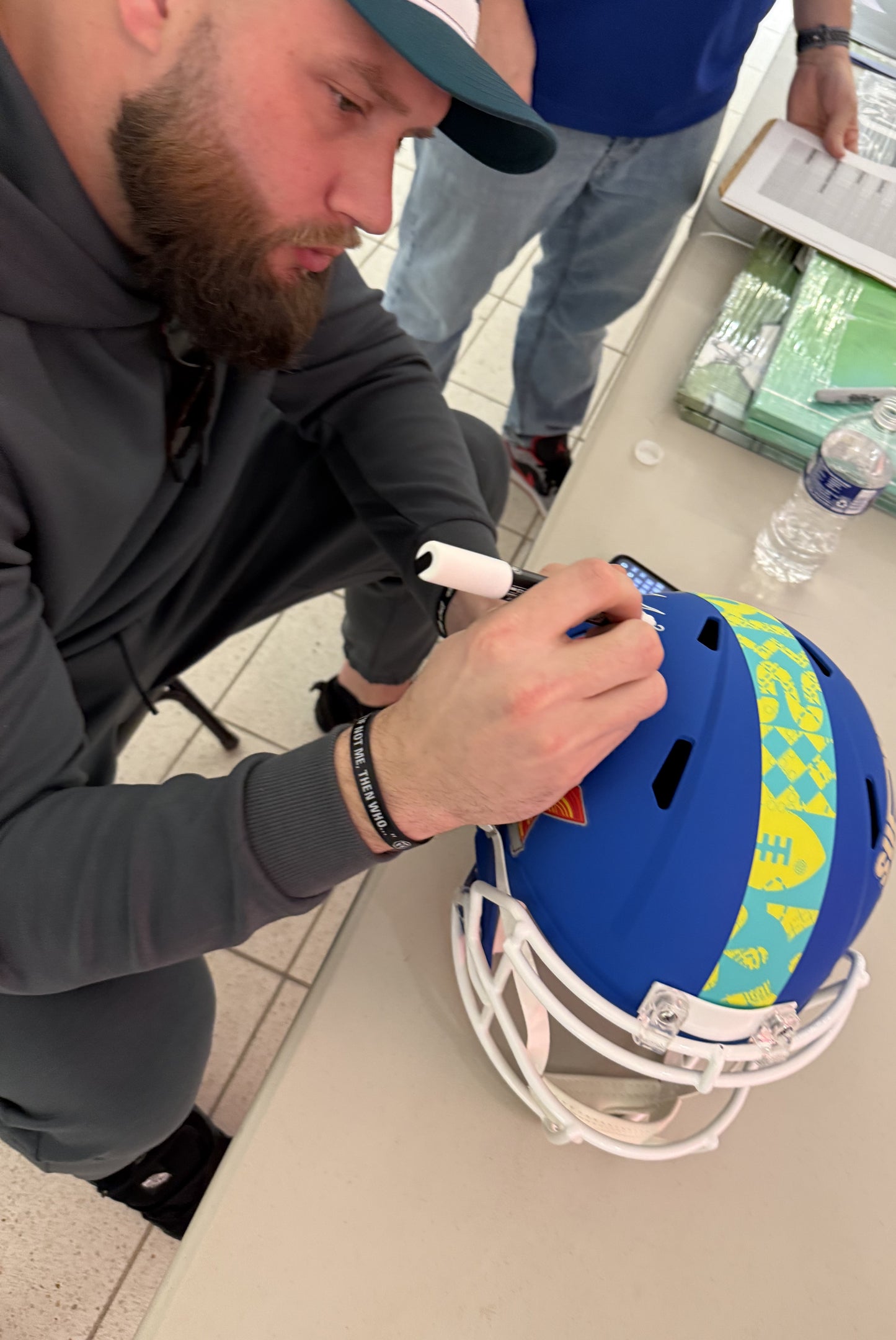 Lane Johnson Signed/Auto SB 59 Full Size Replica Helmet Eagles PSA/DNA 193550
