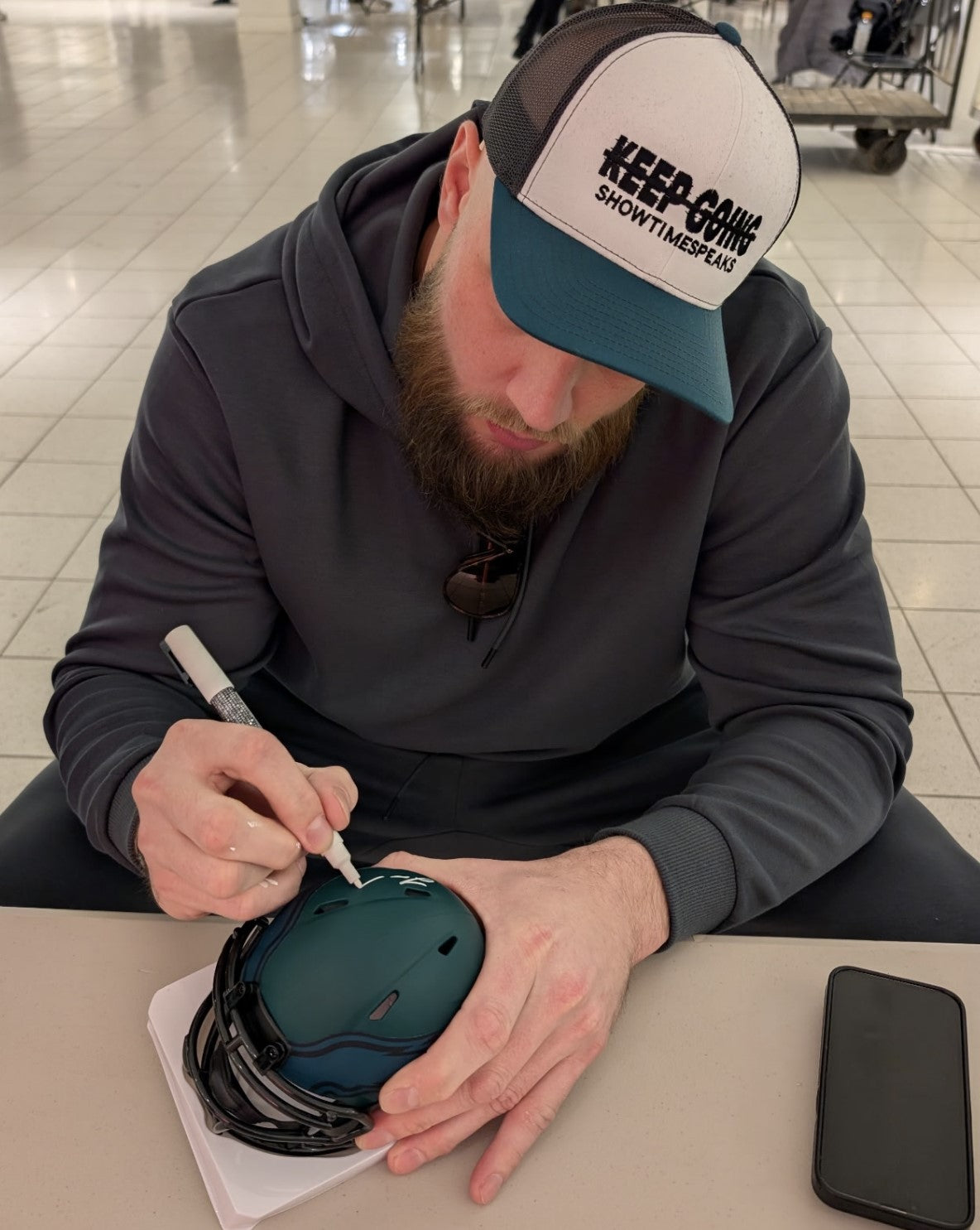 Lane Johnson Signed/Autographed Green Rave Mini Helmet Eagles PSA/DNA 193554