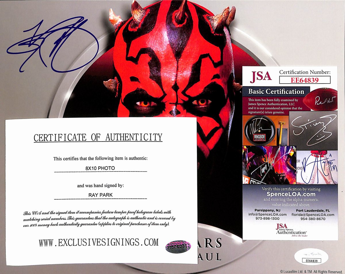 Ray Park Signed/Autographed 8x10 Photo "Star Wars" JSA 193702