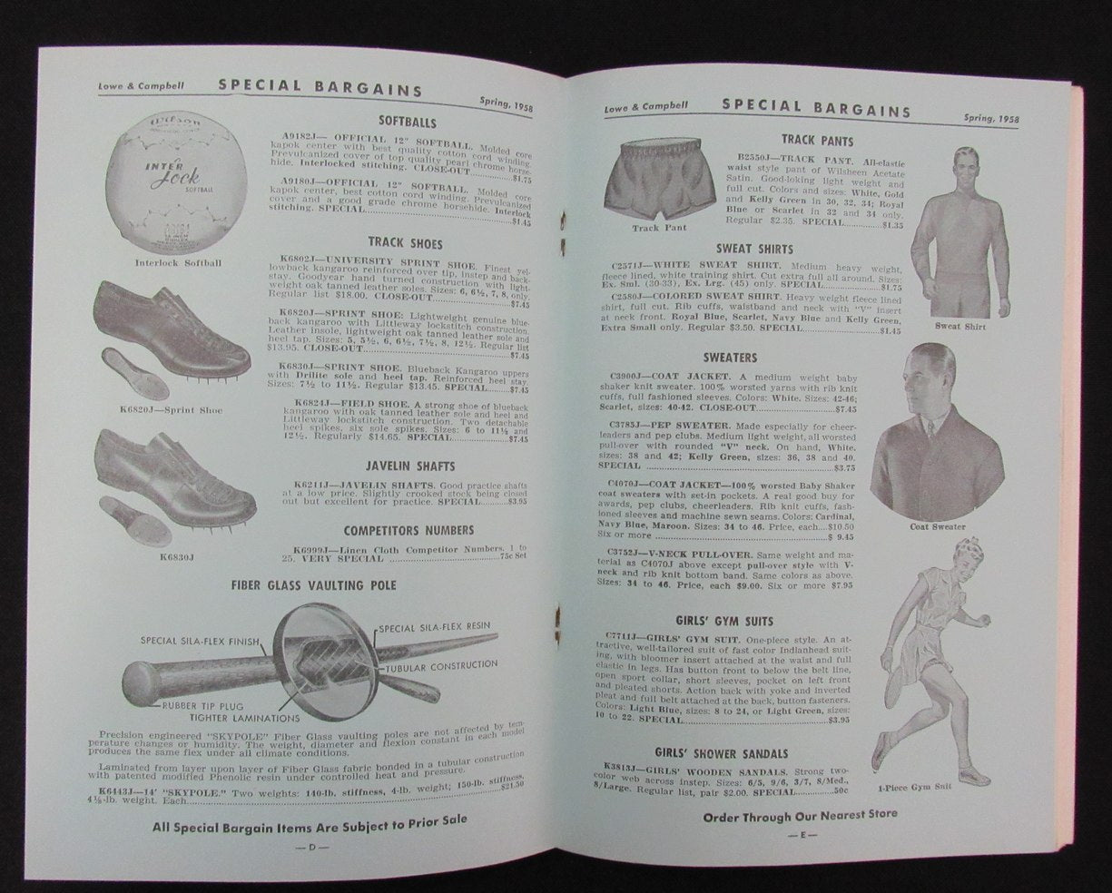 1958 Lowe & Campbell Spring & Summer Athletic Equipment Catalog NO. 194 193494