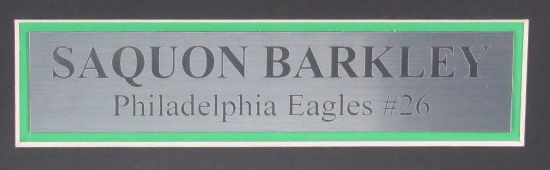 Saquon Barkley Signed/Auto Eagles Green Football Jersey Framed Beckett 194416
