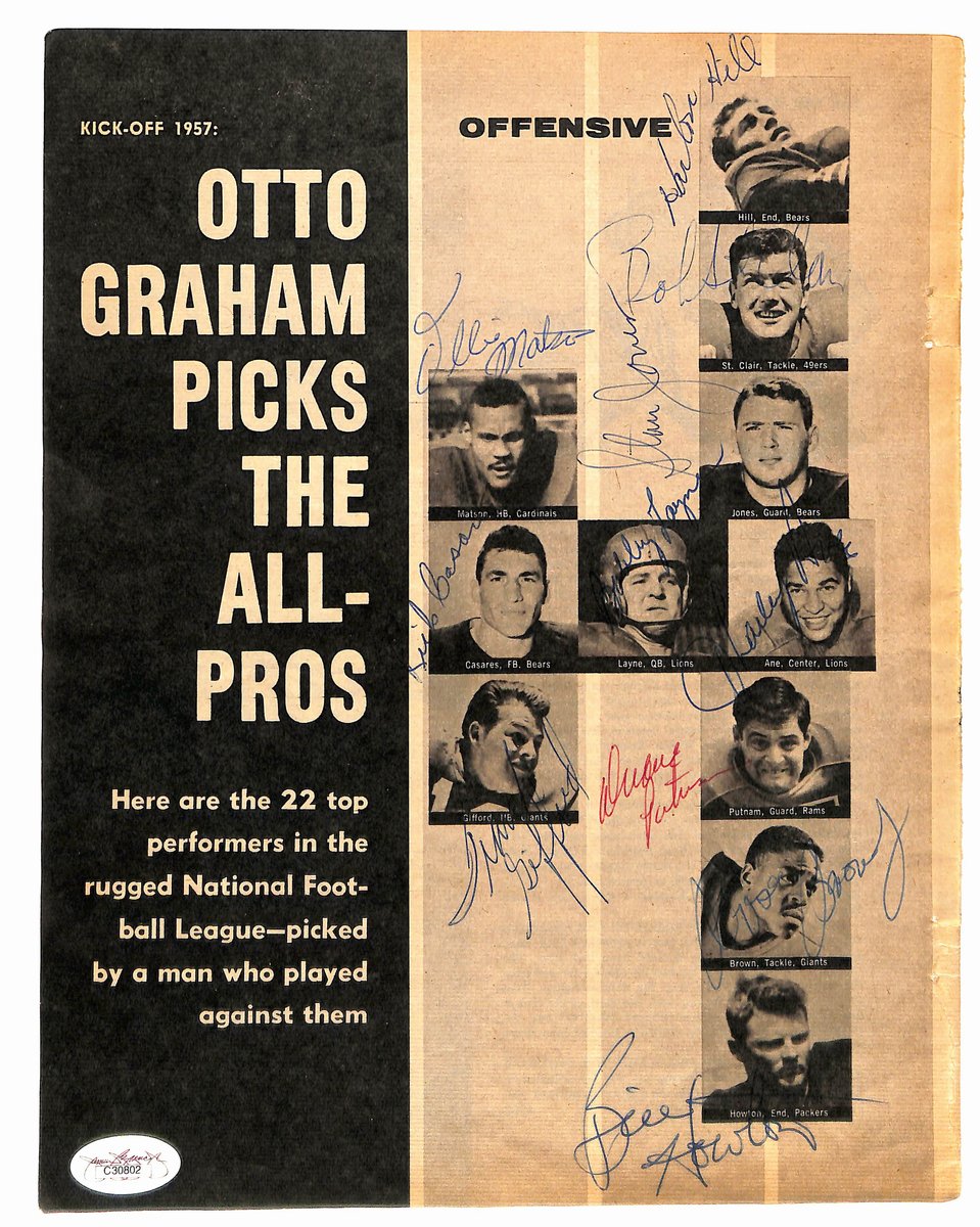 Vintage 1957 NFL All-Pros Signed (11) 8.5x11 Magazine Page Photo Layne JSA194947