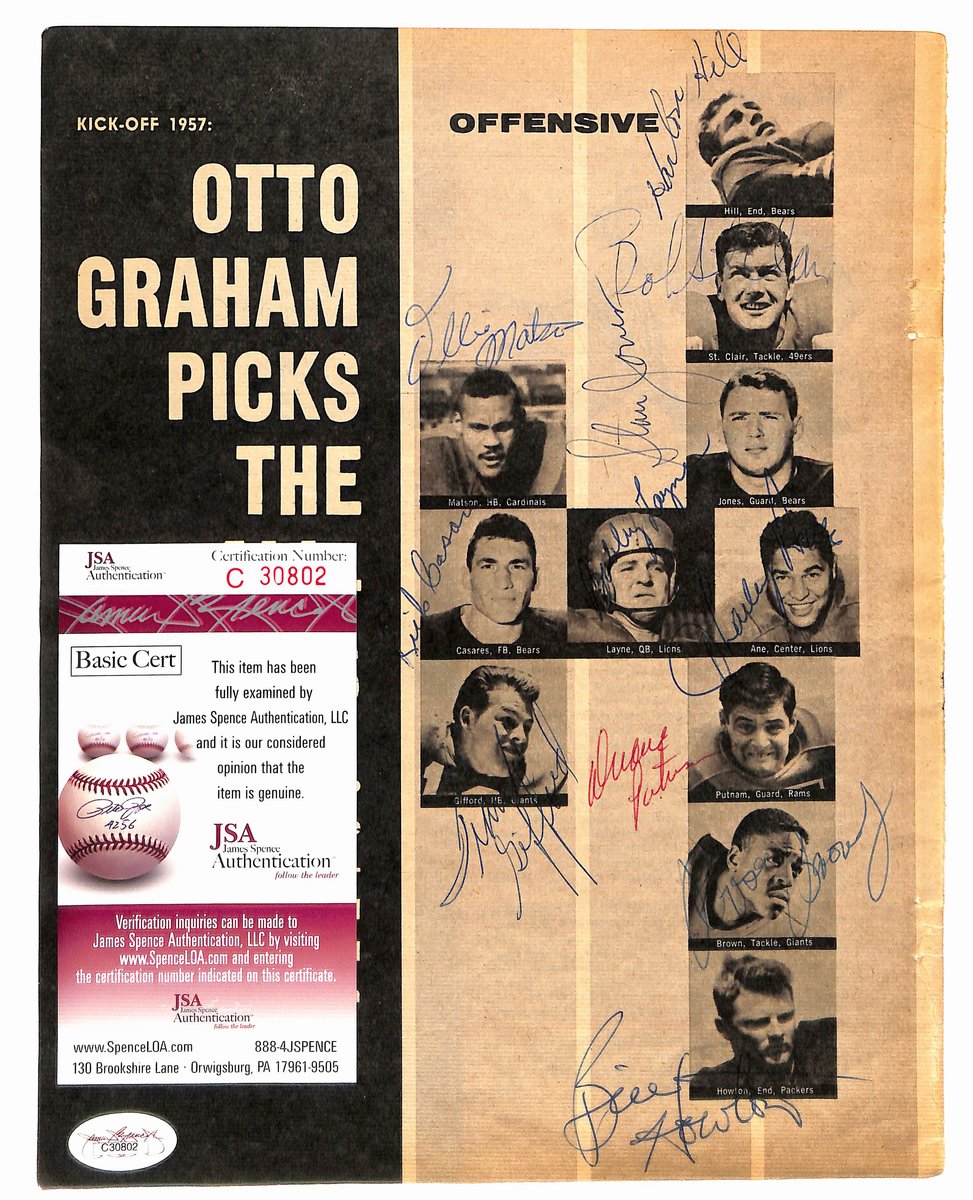 Vintage 1957 NFL All-Pros Signed (11) 8.5x11 Magazine Page Photo Layne JSA194947
