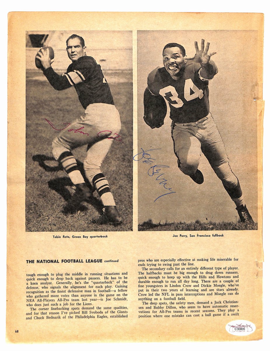Vintage NFL All-Pros Signed (6) 8.5x11 Magazine Page Photo Ameche JSA 194948