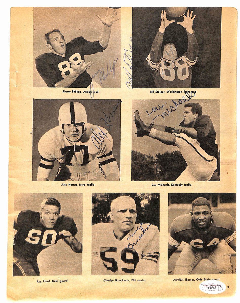 Vintage 1957 All-Big 10 Signed (7) 8.5x11 Magazine Page Photo Karras JSA 194949