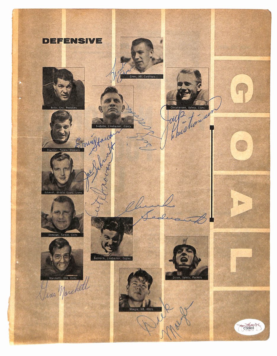 1957 NFL All-Pros Signed (9) 8.5x11 Magazine Page Photo Marchetti JSA 194951