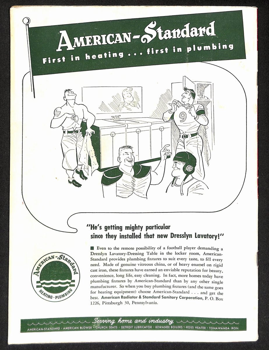 1950 Pittsburgh Steelers vs. Washington Redskins Program Sammy Baugh 194932