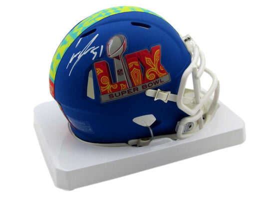 Cam Jurgens Signed/Autographed Blue Super Bowl LIX Mini Helmet Eagles PSA 192746