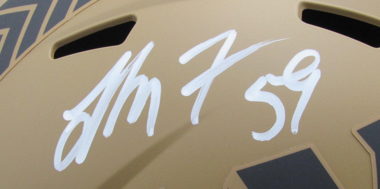 London Fletcher Signed Salute to Service Full Size Replica Helmet Commanders JSA