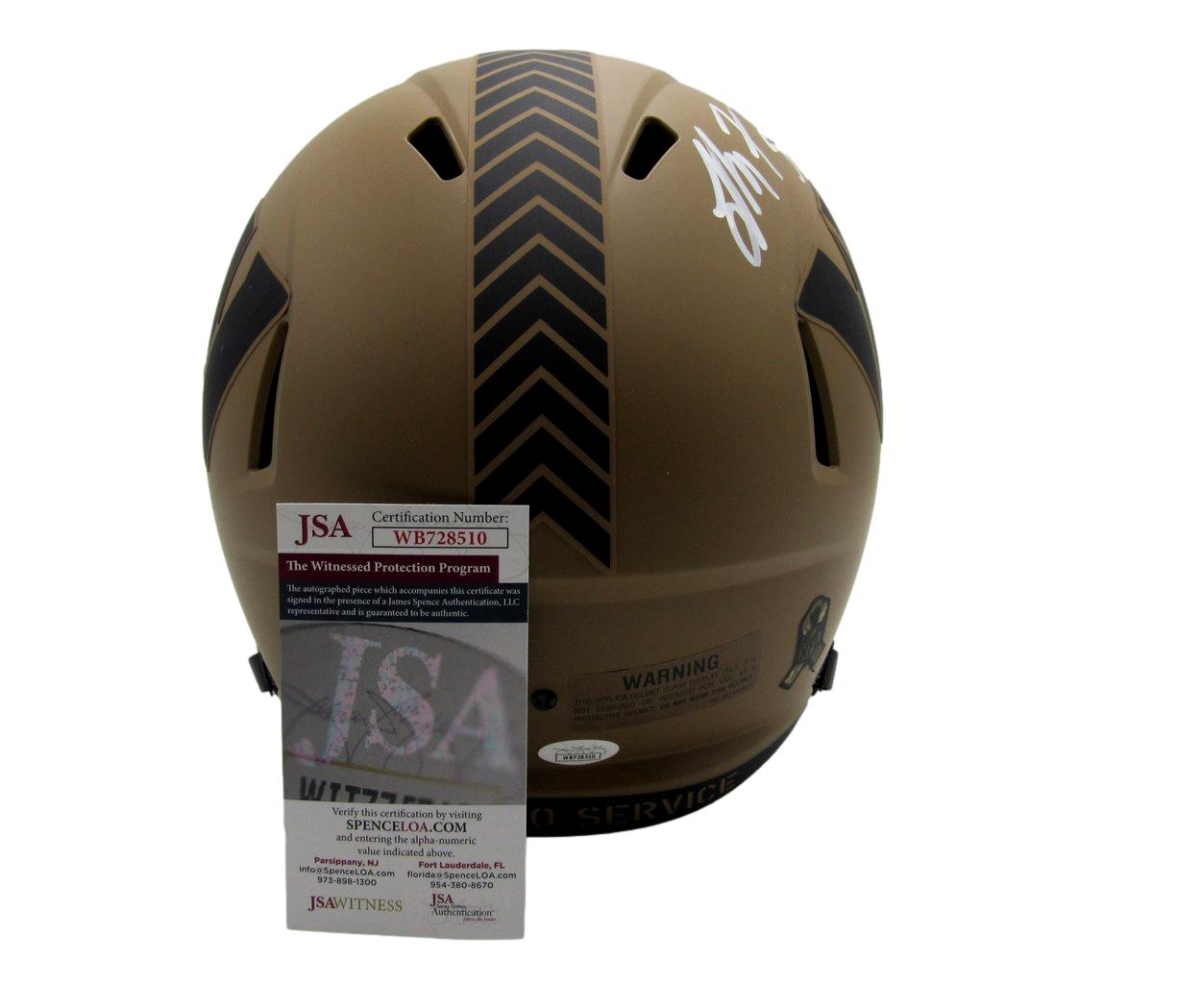 London Fletcher Signed Salute to Service Full Size Replica Helmet Commanders JSA