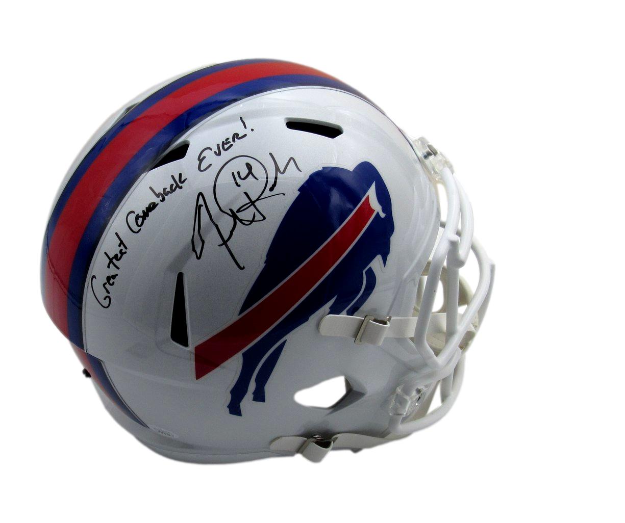 Frank Reich Signed/Inscr Speed Full Size Replica Helmet Buffalo Bills JSA 194012