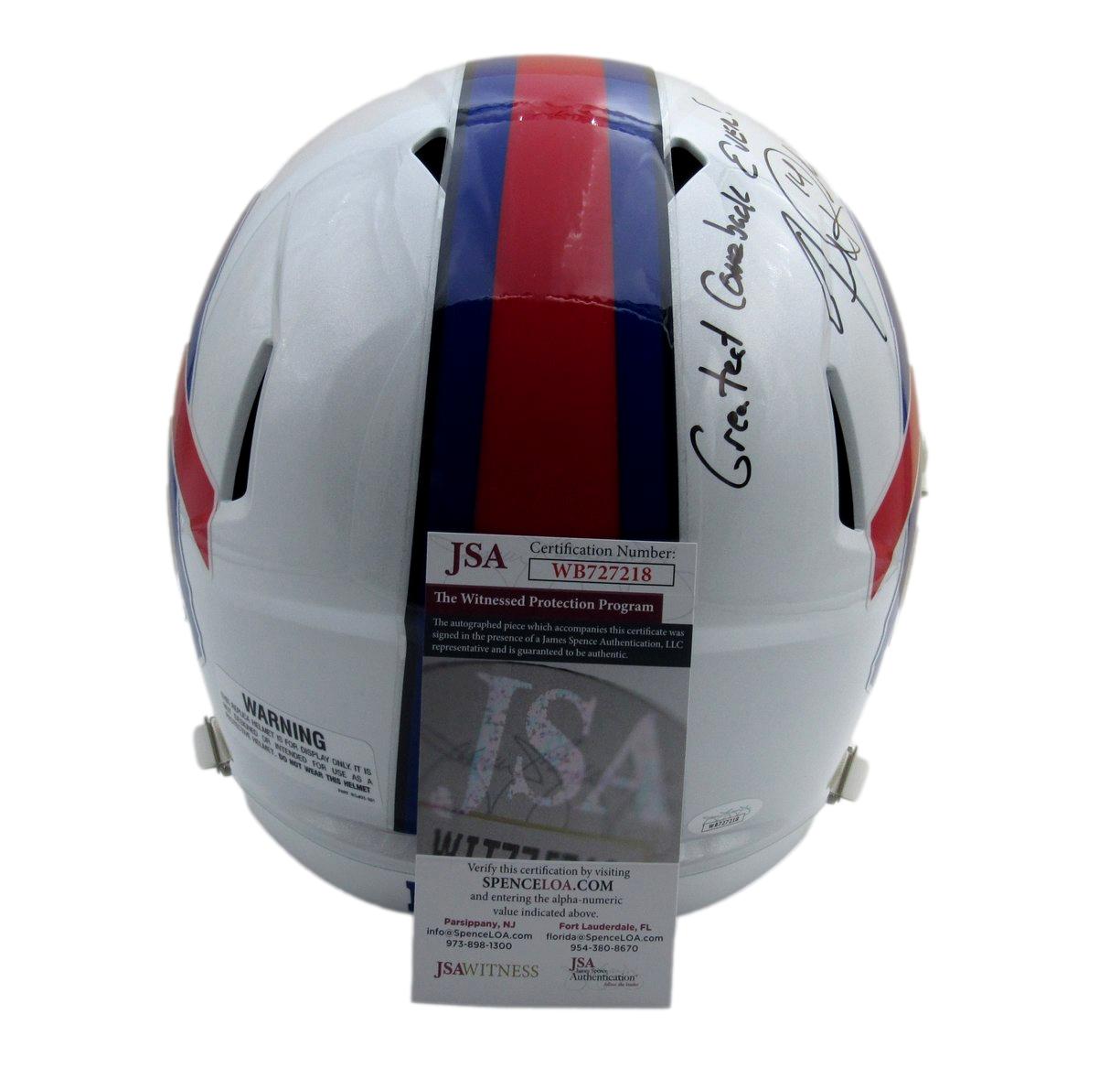 Frank Reich Signed/Inscr Speed Full Size Replica Helmet Buffalo Bills JSA 194012