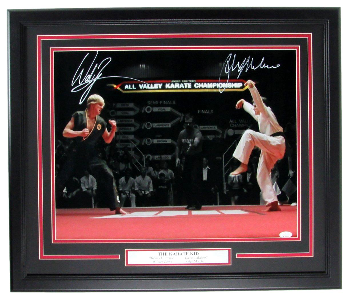KARATE KID William Zabka/Ralph Macchio Signed/Auto 16x20 Photo Framed JSA 161187