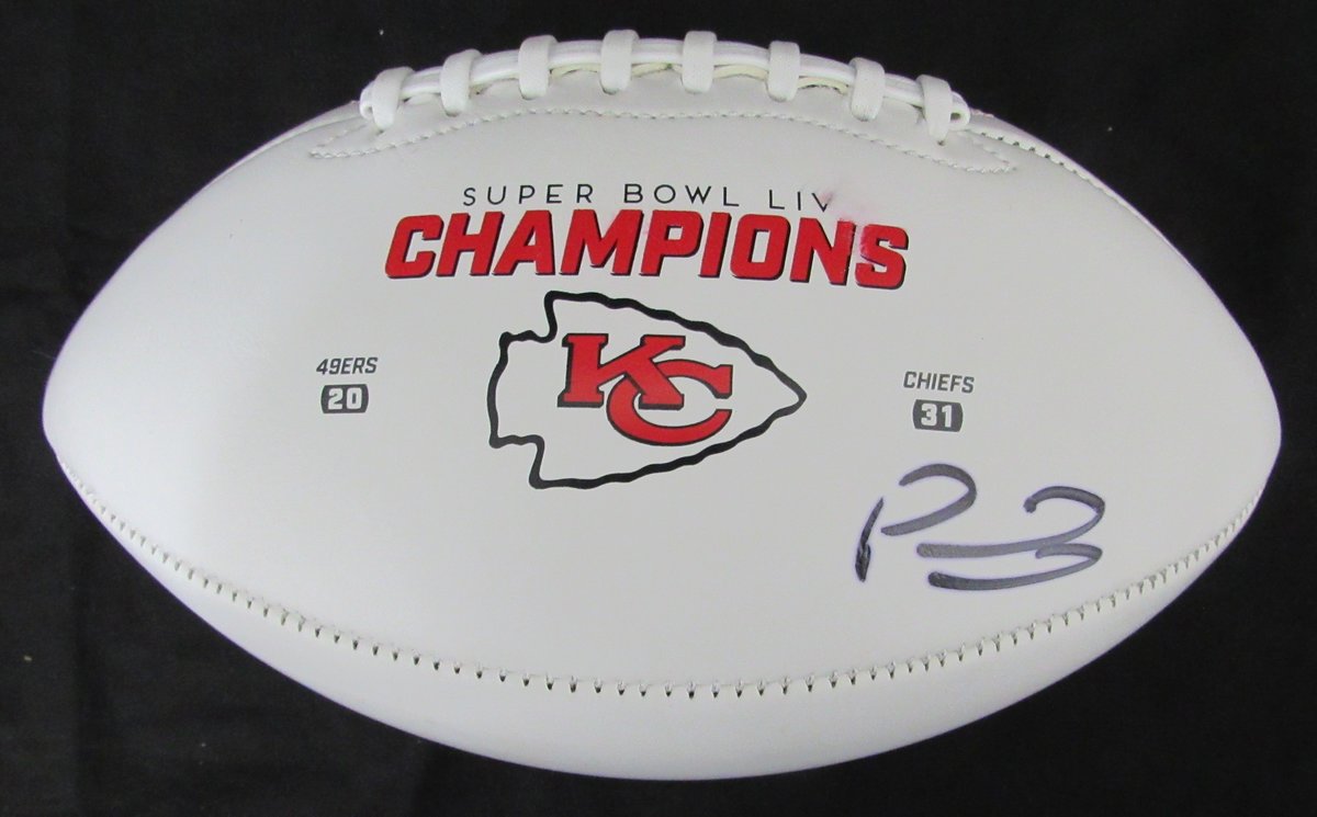 Patrick Mahomes Signed/Auto Chiefs Super Bowl LIV Logo Football PSA/DNA 194022